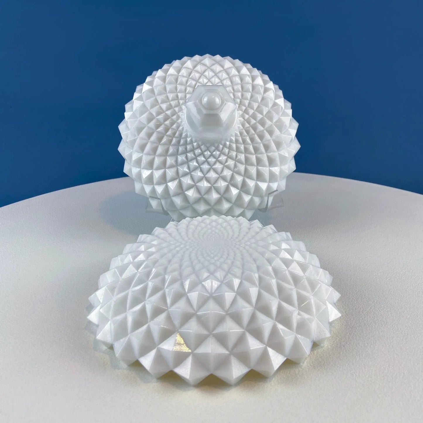Westmoreland milk glass candy bowl with lid, white hobnail pattern decorative dish on Tampa Home & Garden Store