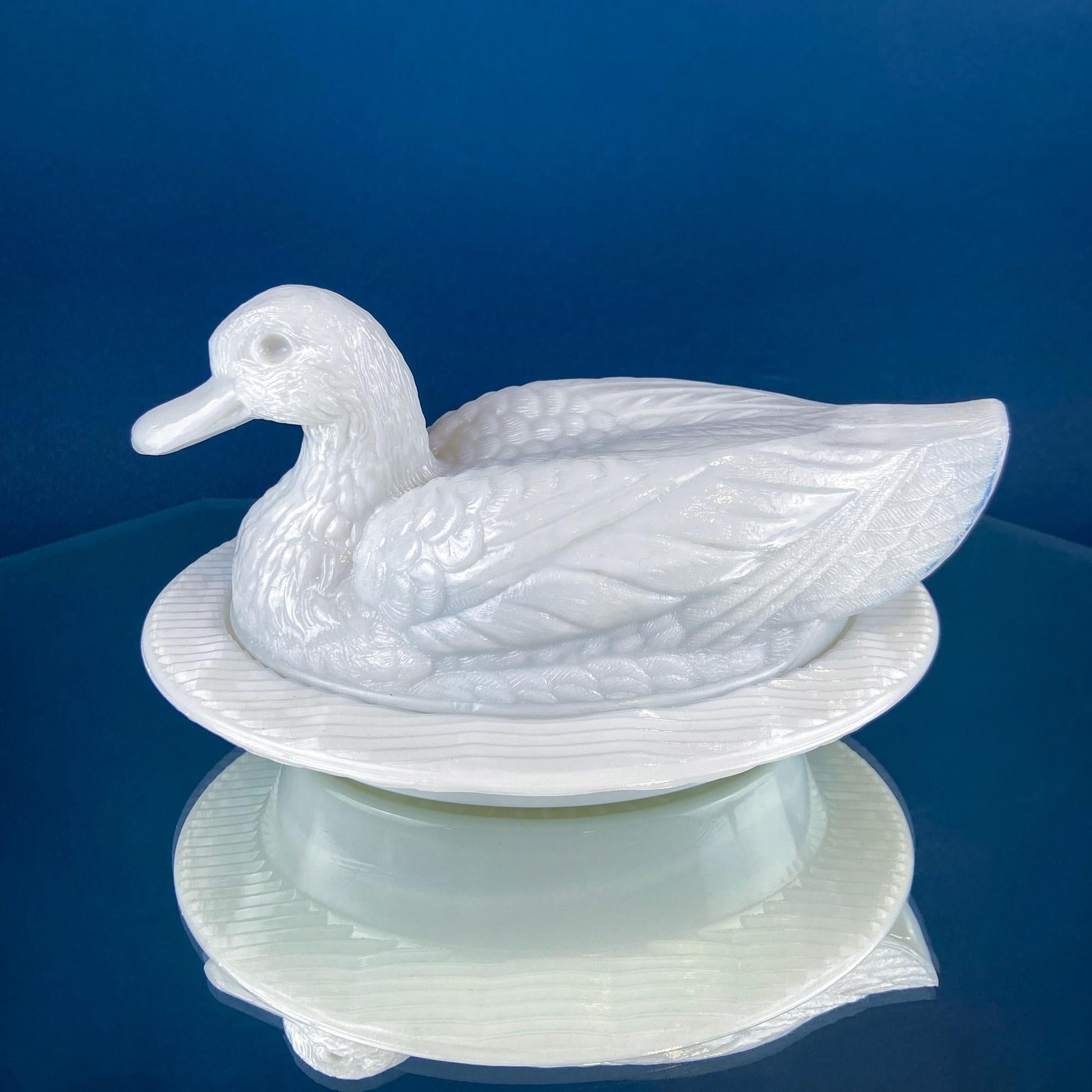Westmoreland Milk Glass Duck Dish. Vintage Duck Butter or Serving Dish. White Bird Bowl with Cover. Modern Farmhouse. French Country. - Tampa Home & Garden Store