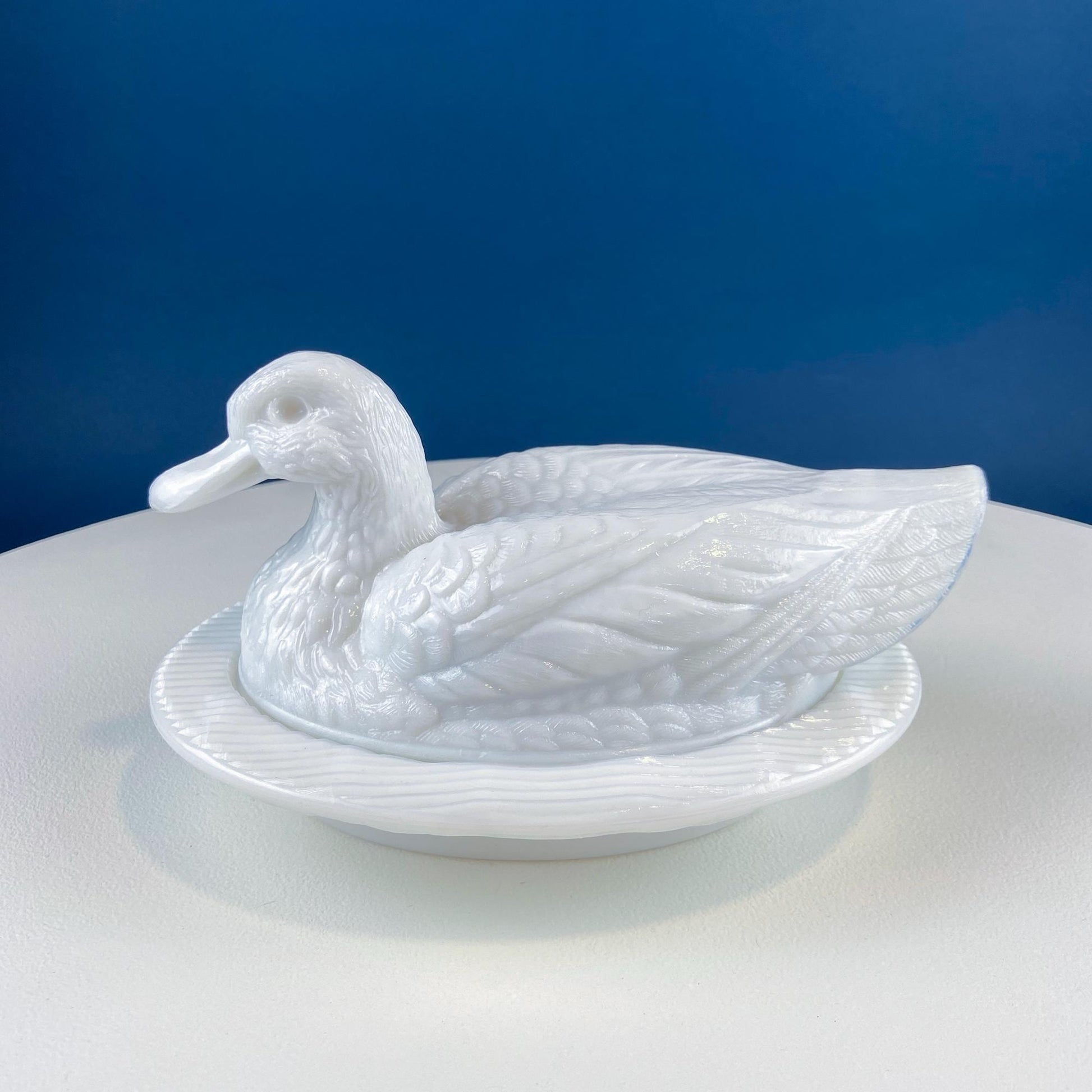 Westmoreland Milk Glass Duck Dish. Vintage Duck Butter or Serving Dish. White Bird Bowl with Cover. Modern Farmhouse. French Country. - Tampa Home & Garden Store