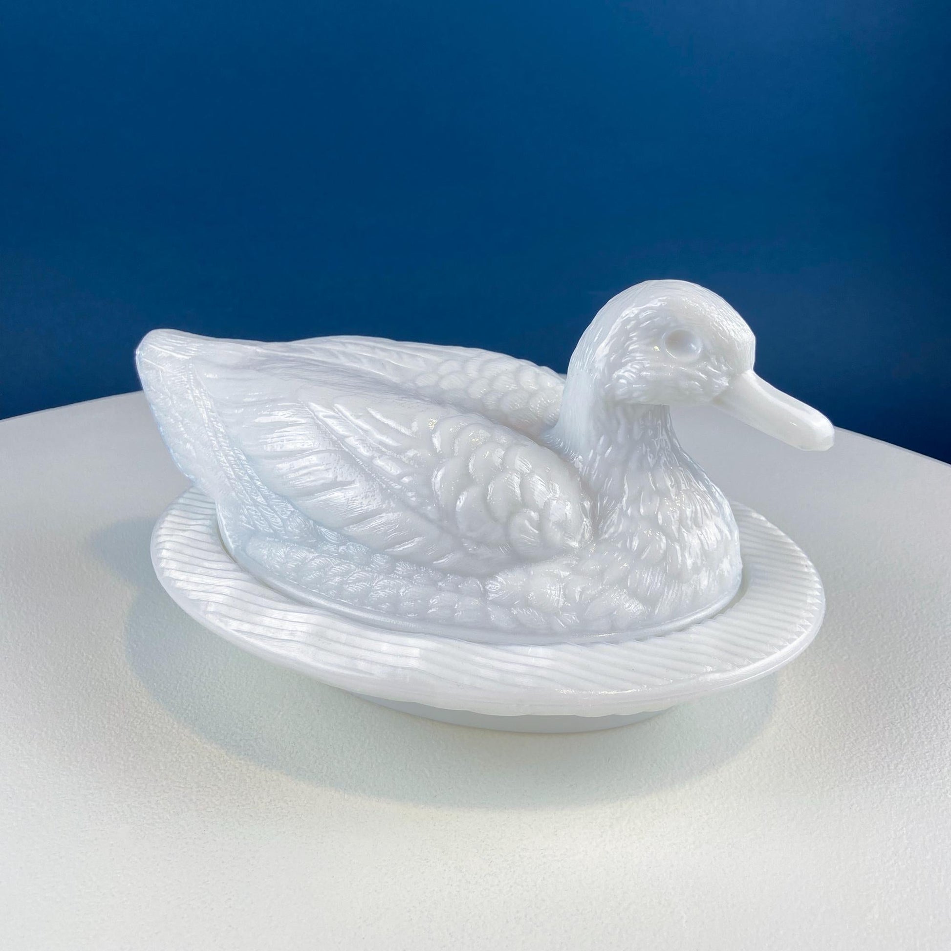 Westmoreland Milk Glass Duck Dish. Vintage Duck Butter or Serving Dish. White Bird Bowl with Cover. Modern Farmhouse. French Country. - Tampa Home & Garden Store