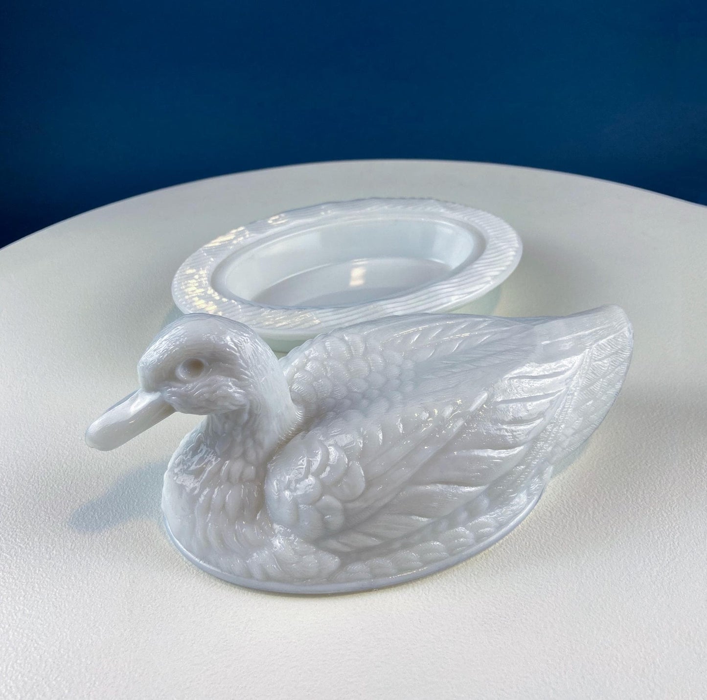 Westmoreland Milk Glass Duck Dish. Vintage Duck Butter or Serving Dish. White Bird Bowl with Cover. Modern Farmhouse. French Country. - Tampa Home & Garden Store