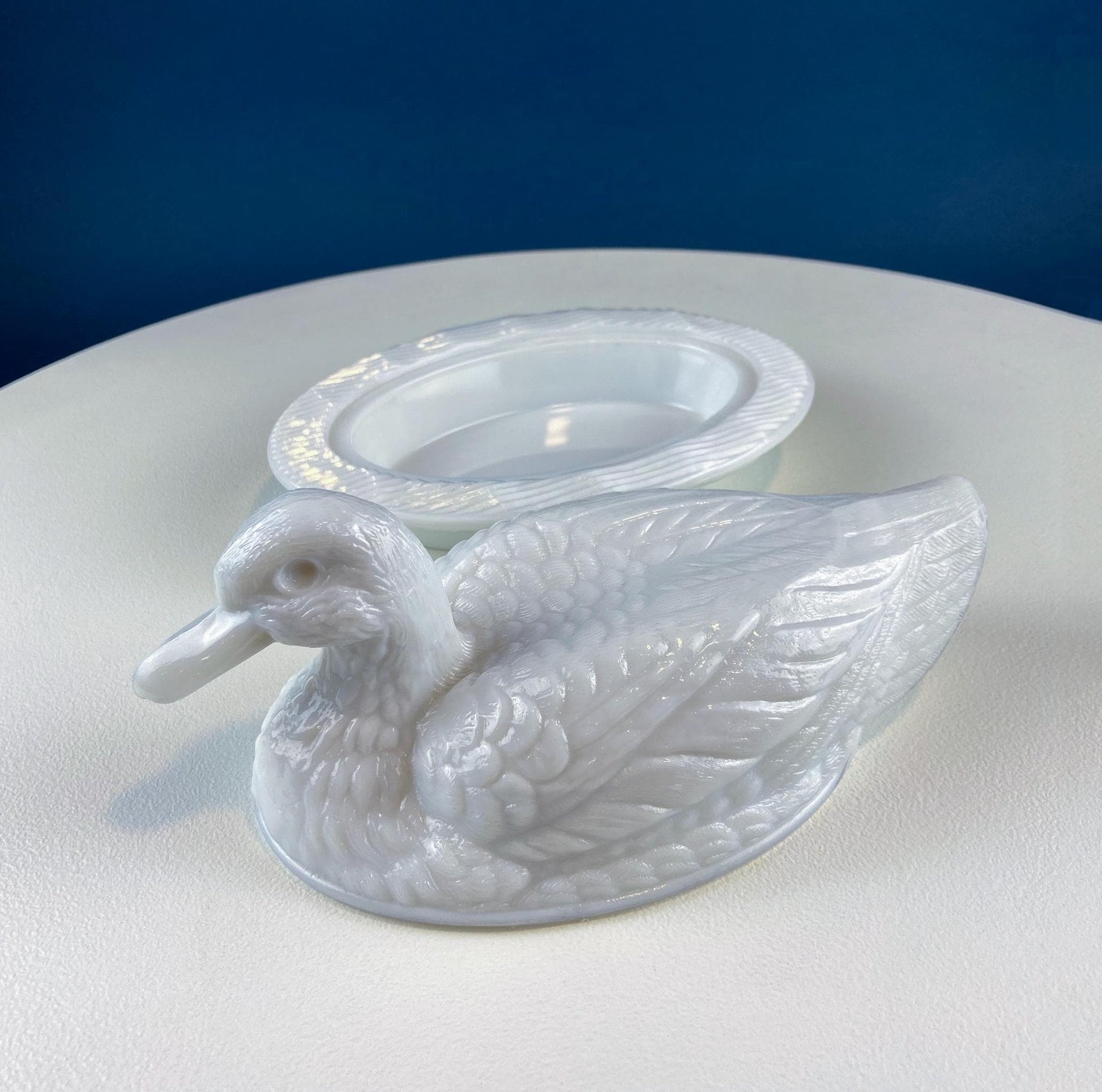 Westmoreland Milk Glass Duck Dish. Vintage Duck Butter or Serving Dish. White Bird Bowl with Cover. Modern Farmhouse. French Country. - Tampa Home & Garden Store