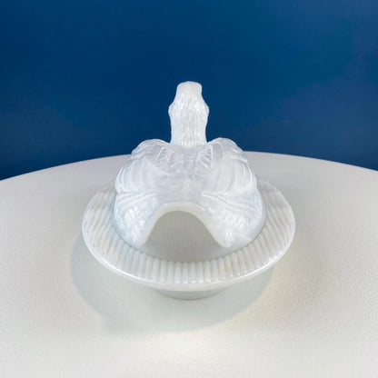 Westmoreland Milk Glass Duck Dish. Vintage Duck Butter or Serving Dish. White Bird Bowl with Cover. Modern Farmhouse. French Country. - Tampa Home & Garden Store