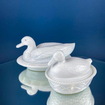 Westmoreland Milk Glass Duck Dish. Vintage Duck Butter or Serving Dish. White Bird Bowl with Cover. Modern Farmhouse. French Country. - Tampa Home & Garden Store