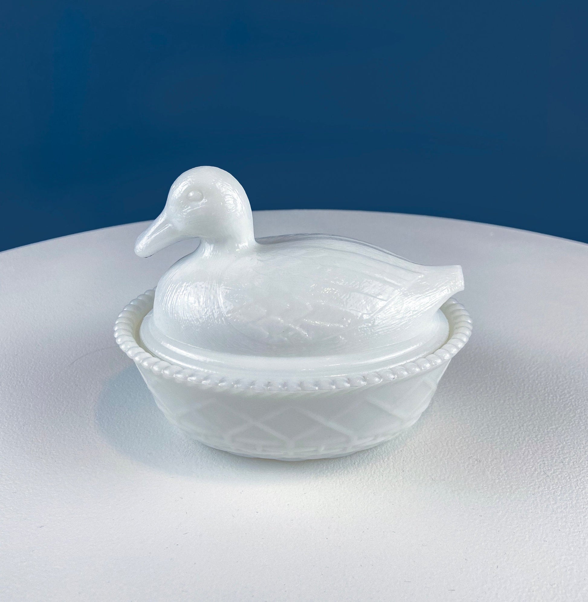 Westmoreland Milk Glass Duck Dish. Vintage Duck Butter or Serving Dish. White Bird Bowl with Cover. Modern Farmhouse. French Country. - Tampa Home & Garden Store