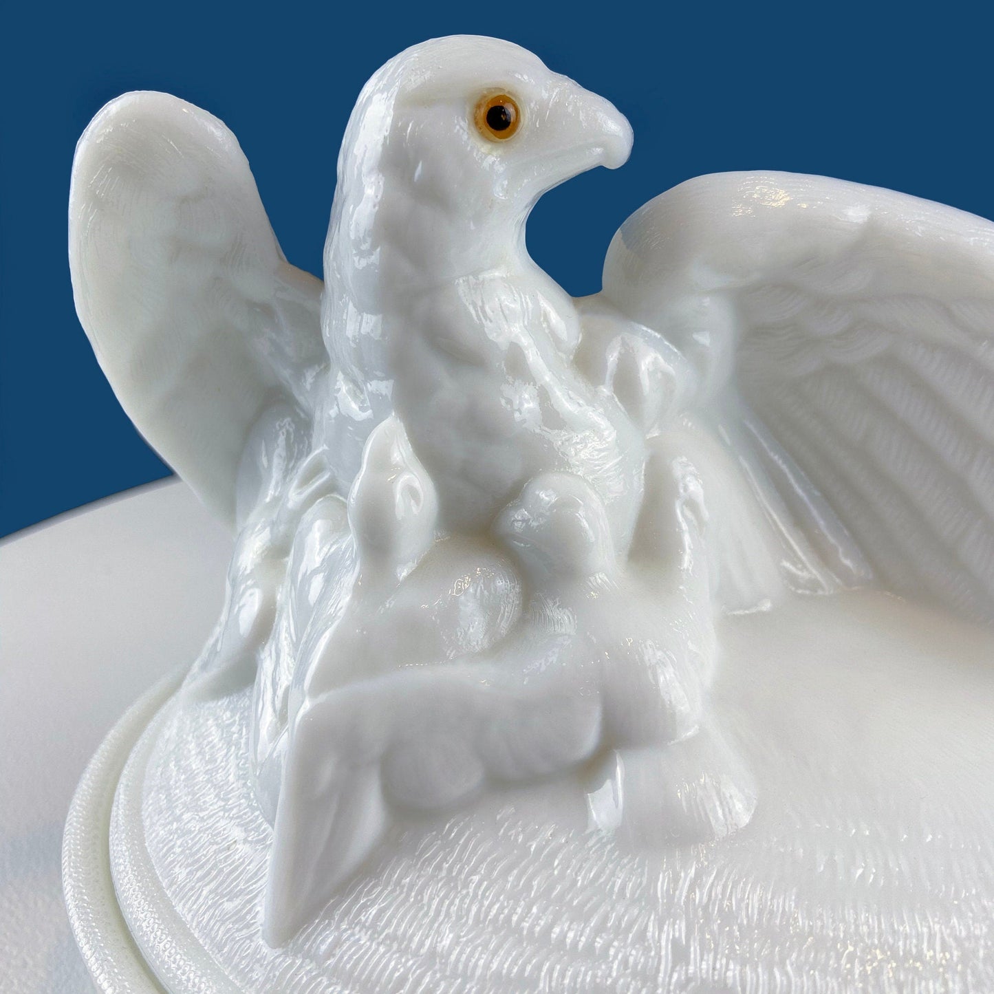 Westmoreland Milk Glass Eagle with Babies. Large White Bird On Nest Bowl. Cookie Jar with Lid. Storage Dish for Trinkets or Bath Accessories - Tampa Home & Garden Store