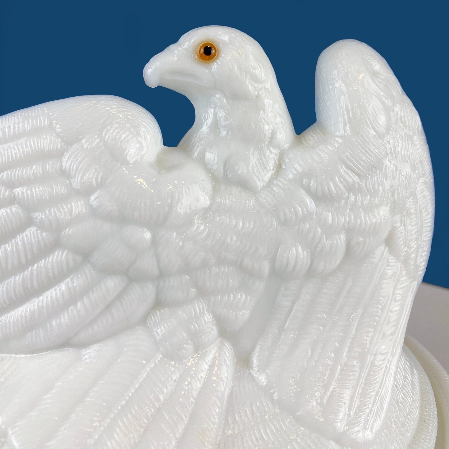 Westmoreland Milk Glass Eagle with Babies. Large White Bird On Nest Bowl. Cookie Jar with Lid. Storage Dish for Trinkets or Bath Accessories - Tampa Home & Garden Store