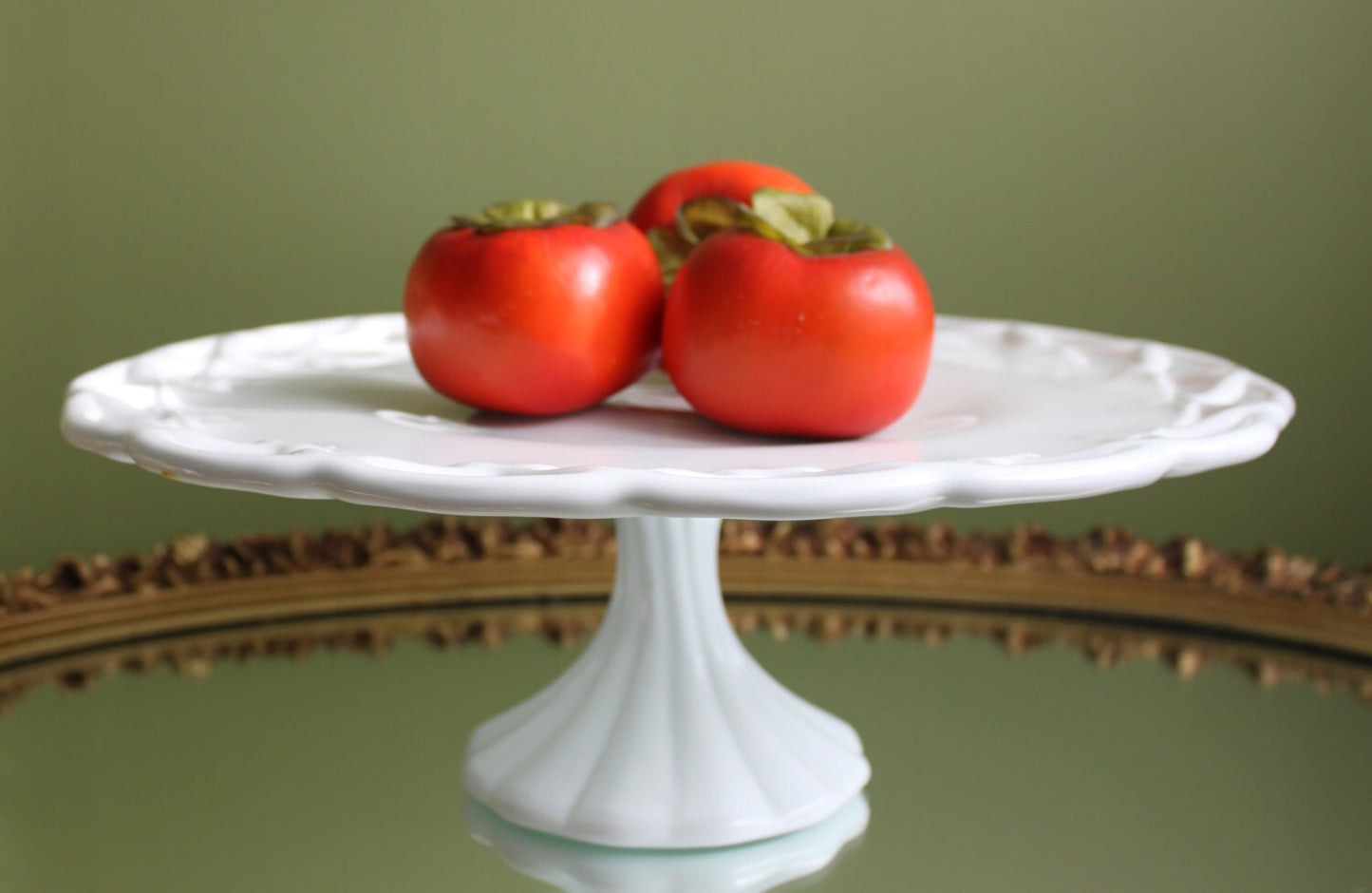 Westmoreland Milk Glass Pedestal Fruit Bowl. Doric Pattern with Lace Edge. 10" in Diameter.  Table Centerpiece. - Tampa Home & Garden Store