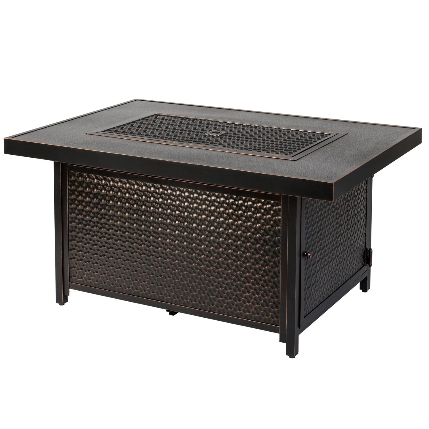 Weyland Rectangle Aluminum LPG Gas Fire Pit, black textured finish on Tampa Home & Garden Store