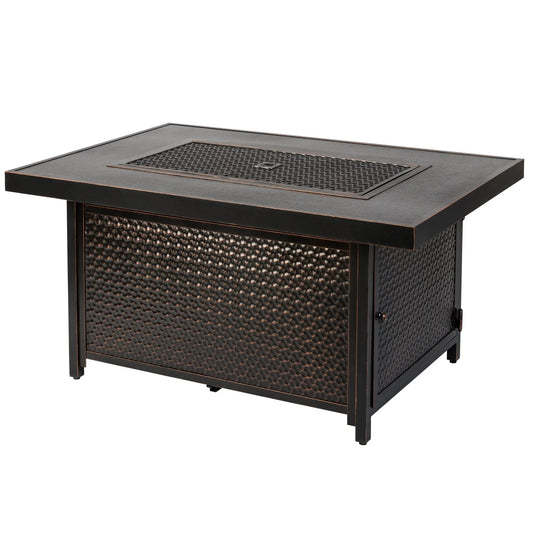 Weyland Rectangle Aluminum LPG Gas Fire Pit, black textured finish on Tampa Home & Garden Store