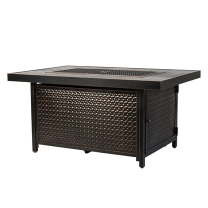 Weyland Rectangle Aluminum LPG Fire Pit, hammered black finish on Tampa Home & Garden Store