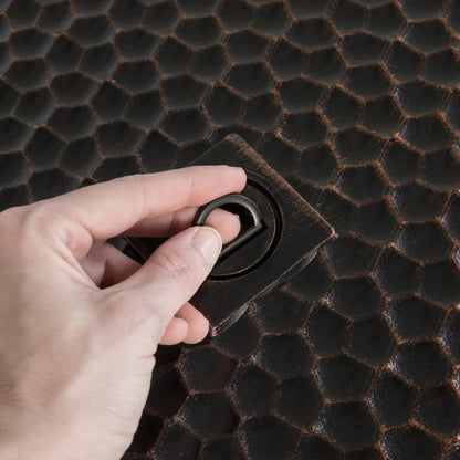 Weyland Rectangle Aluminum LPG Fire Pit gas control knob on black honeycomb surface on Tampa Home & Garden Store