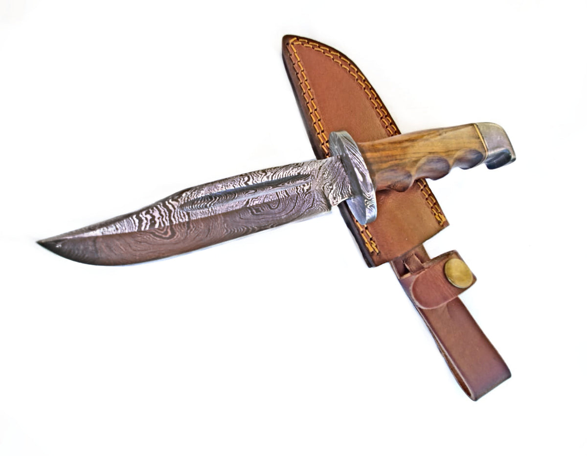 Damascus hunting knife full tang with Damascus blade and handle with leather sheath Titan K on Tampa Home & Garden Store