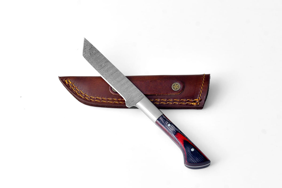 Titan Int'l K Ethereal Tanto knife with damascus blade and diamondwood handle and sheath on Tampa Home & Garden Store