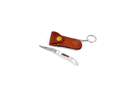 Damascus Toothpick TF-11 blade by Titan International K with bone-handle leather sheath on Tampa Home & Garden Store