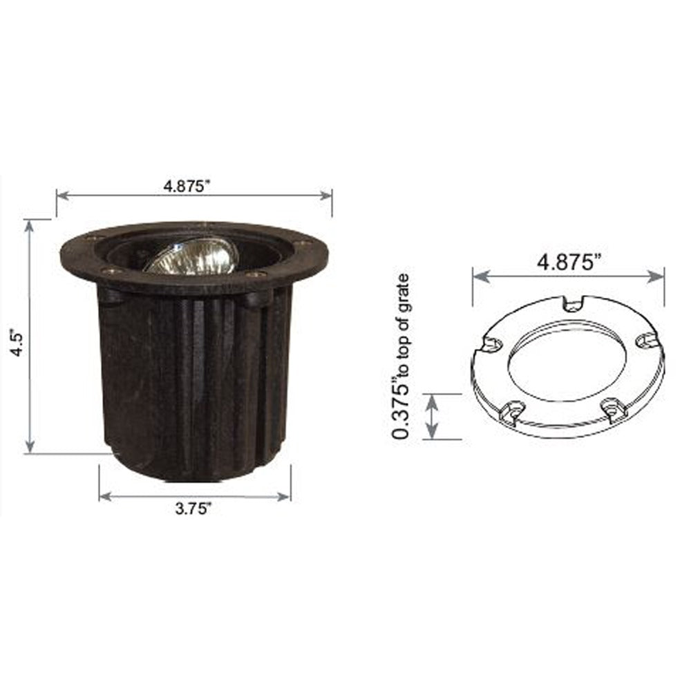 Foco empotrable de latón fundido con rejilla redonda y LED de bajo voltaje, IP65, resistente al agua