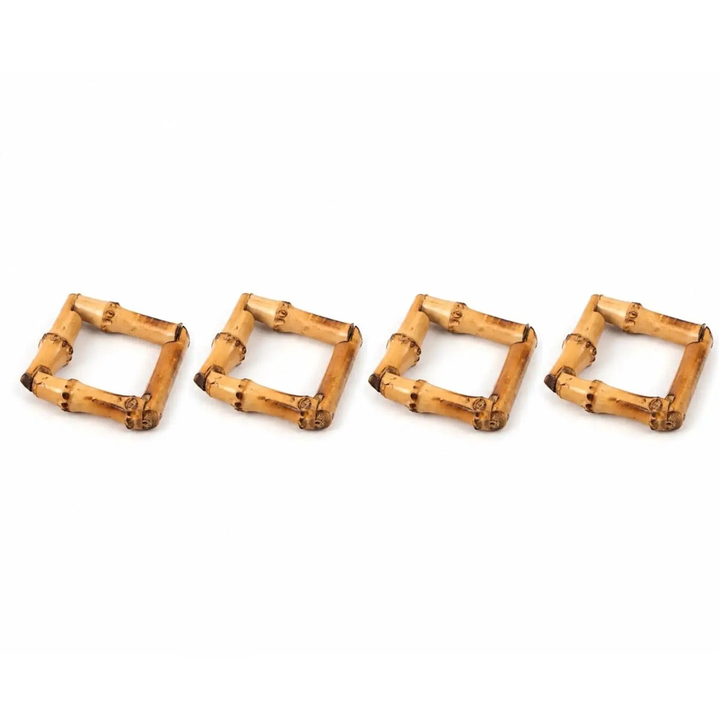 Set of 4 natural bamboo square napkin rings for table setting on Tampa Home & Garden Store