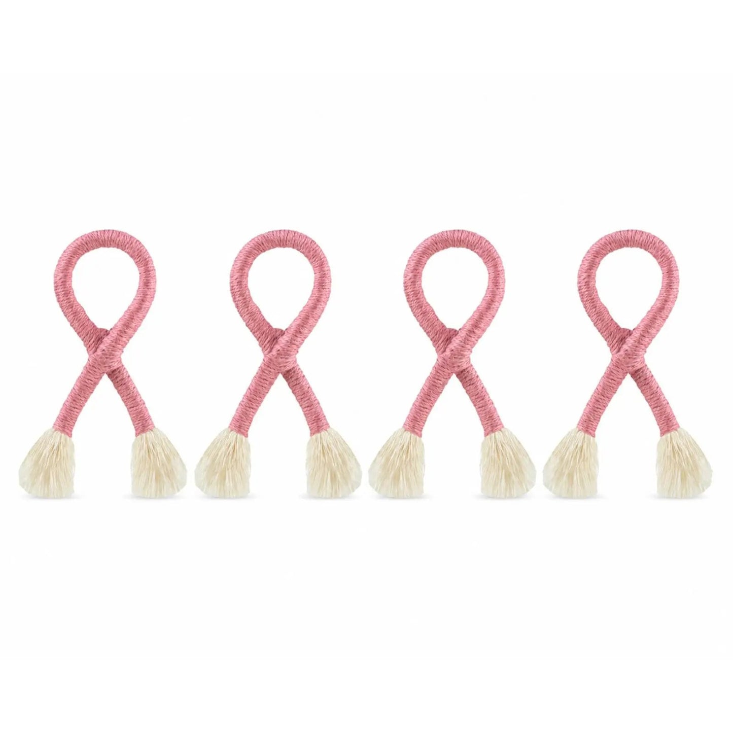 Napkin rings set of four pink nautical knot holders with cream tassels from Talah Home on Tampa Home & Garden Store
