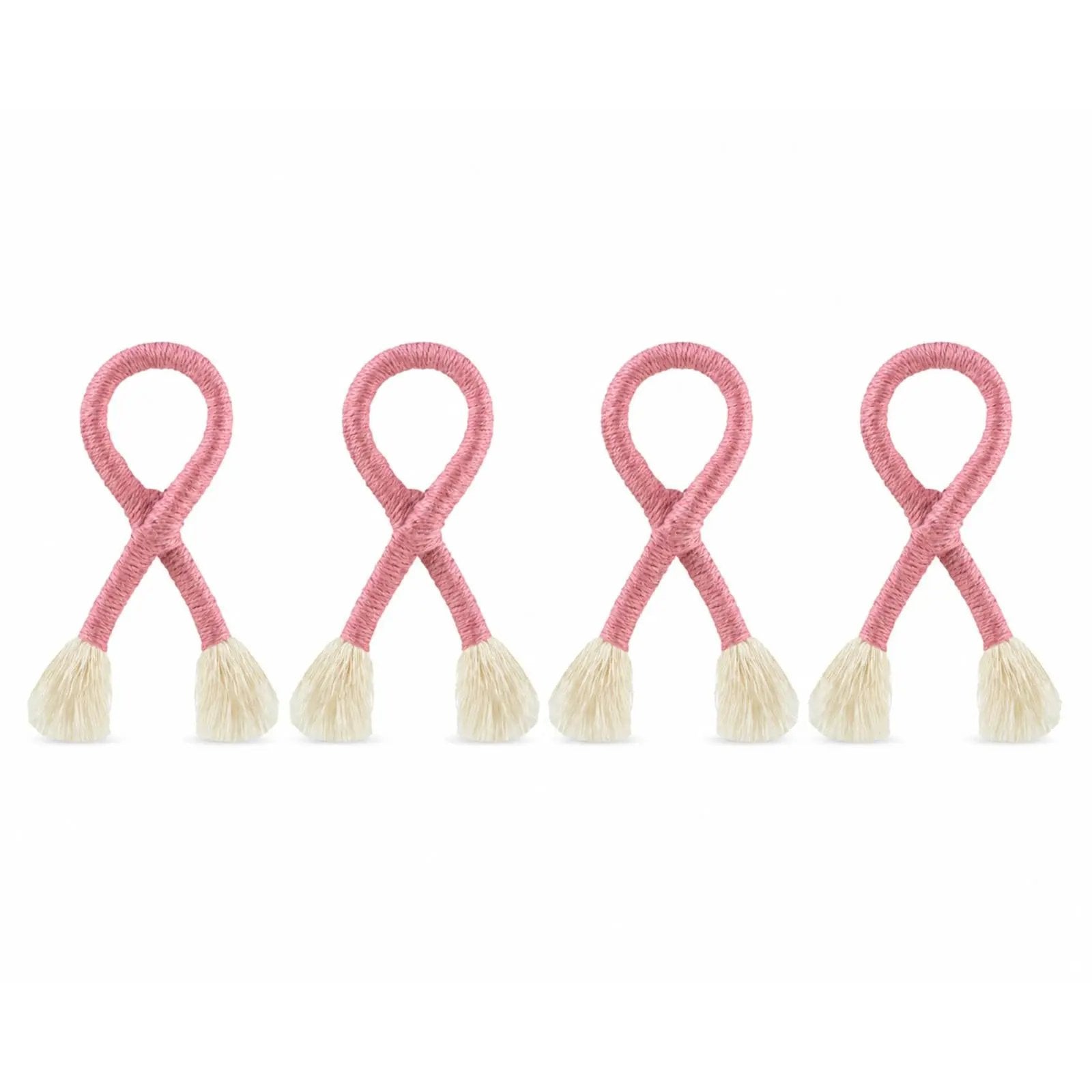 Napkin rings set of four pink nautical knot holders with cream tassels from Talah Home on Tampa Home & Garden Store