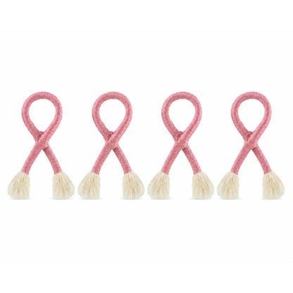 Napkin rings set of four pink nautical knot holders with cream tassels from Talah Home on Tampa Home & Garden Store