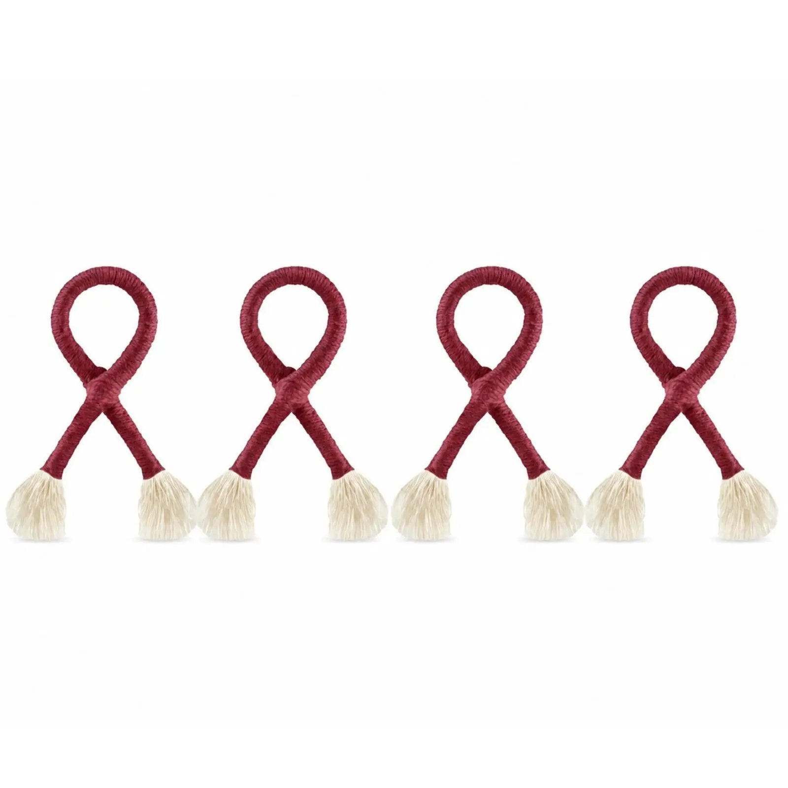 Nautical knot napkin rings red rope with beige tassels coastal set of five on Tampa Home & Garden Store