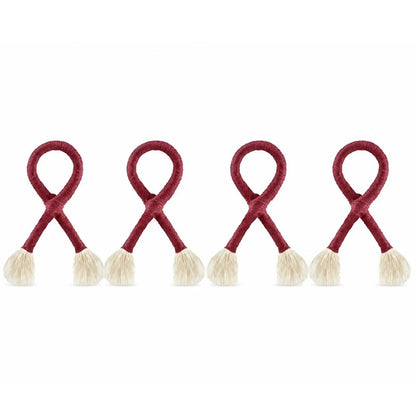Nautical knot napkin rings red rope with beige tassels coastal set of five on Tampa Home & Garden Store