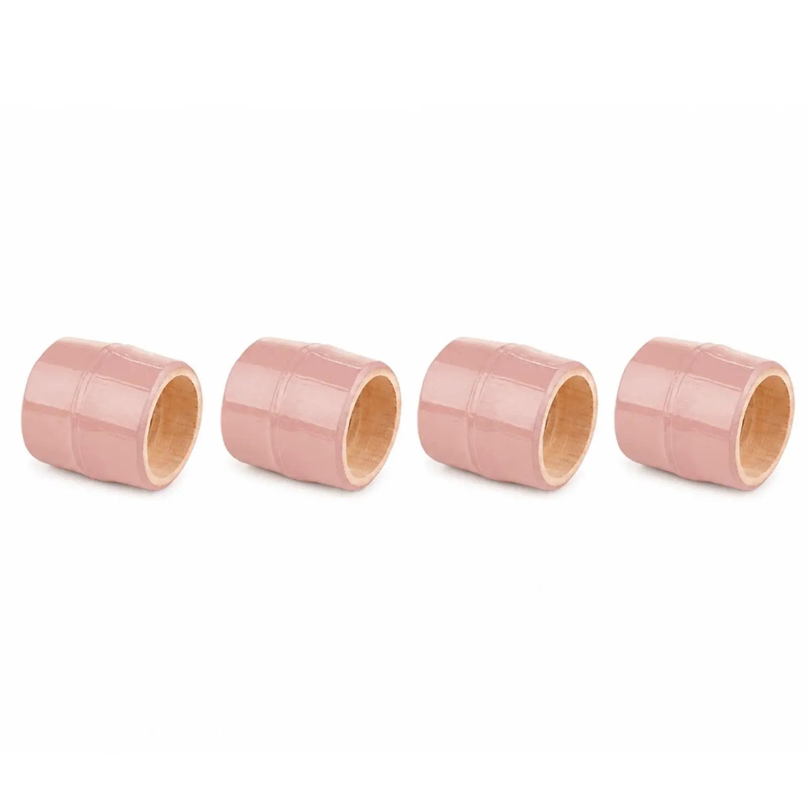 Brazilian bamboo napkin rings set of 4 with pink glaze on Tampa Home & Garden Store