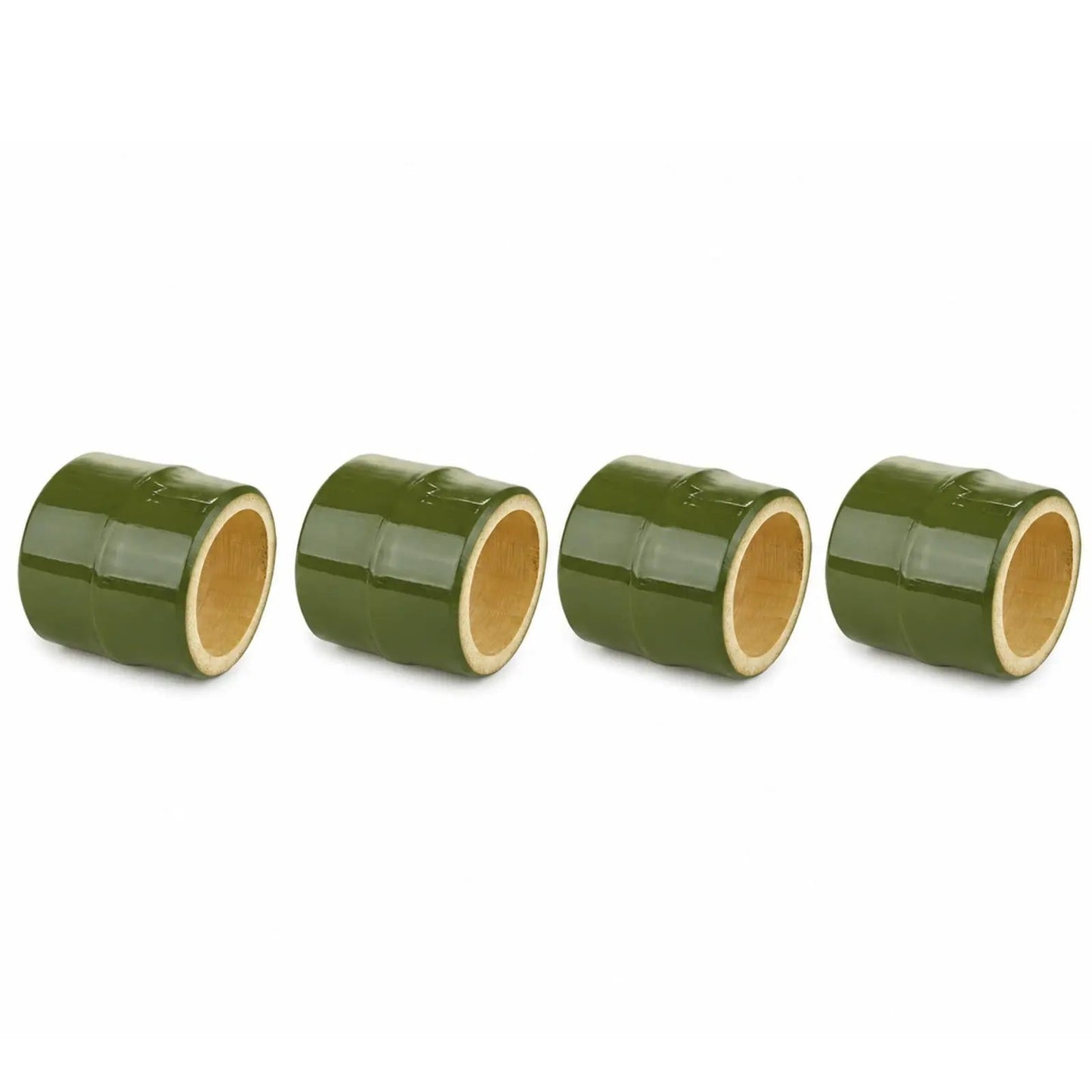 Napkin rings Brazilian bamboo green finish set of 4 for elegant table settings on Tampa Home & Garden Store