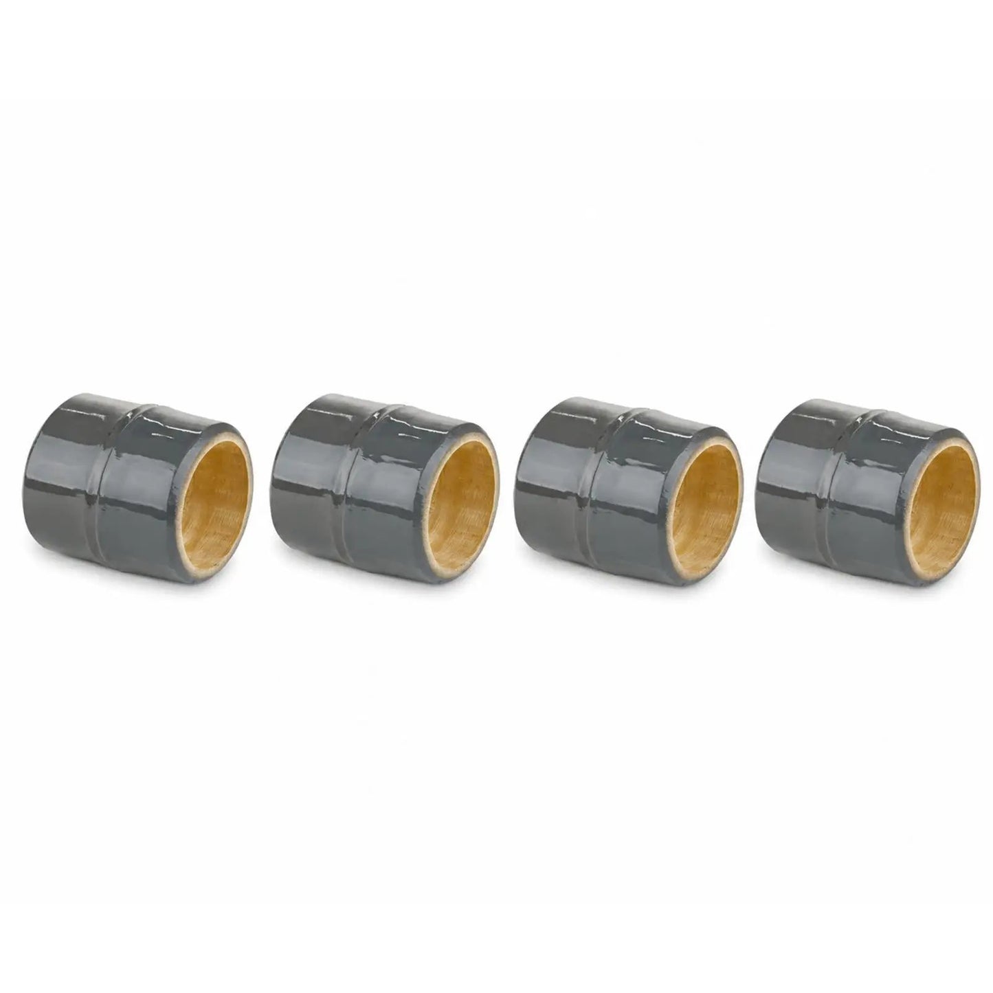 Brazilian Bamboo Napkin Ring set of 4 with grey glossy exterior and bamboo interior on Tampa Home & Garden Store