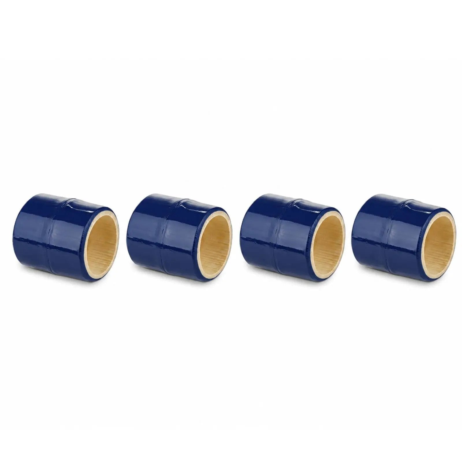 Brazilian Bamboo Napkin Rings, blue lacquer exterior with natural bamboo interior, set of 4 on Tampa Home & Garden Store