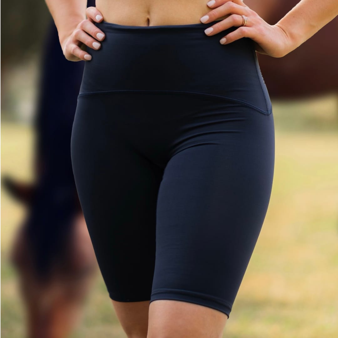 Equestrian Underwear Knee Length navy blue seamless shorts by Eques Pante for riding on Tampa Home & Garden Store