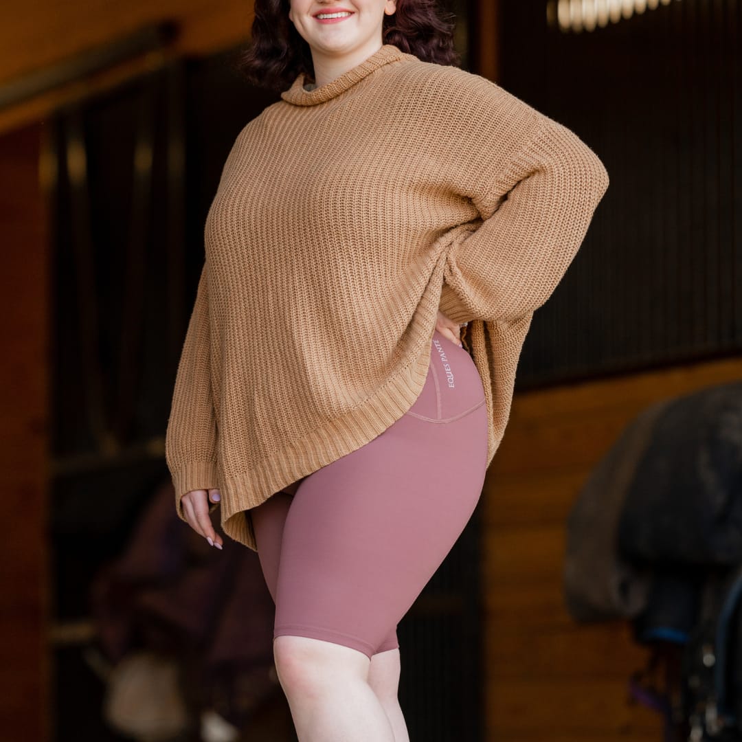 Equestrian Underwear - Knee Length mauve leggings with Eques Pante logo waistband on Tampa Home & Garden Store