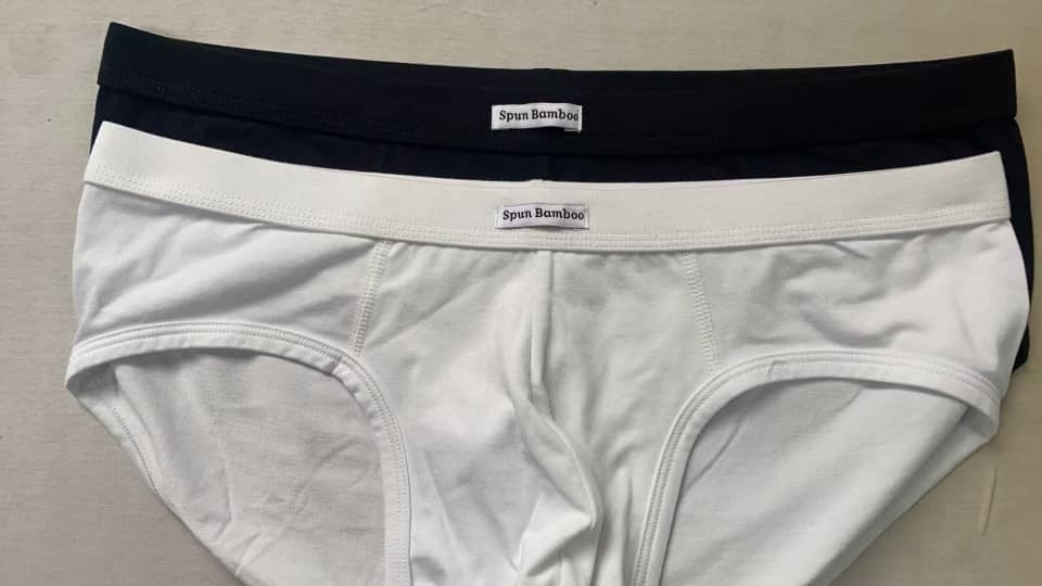 Two pairs of men's bamboo viscose briefs underwear in white and navy by Spun Bamboo on Tampa Home & Garden Store