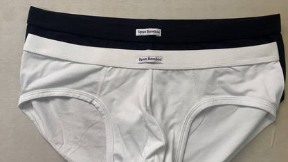 Two pairs of men's bamboo viscose briefs underwear in white and navy by Spun Bamboo on Tampa Home & Garden Store