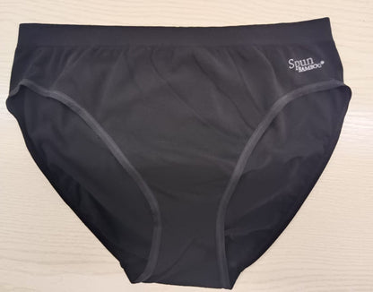 New women's bamboo/cotton high leg brief underwear in black with Spun Bamboo logo on Tampa Home & Garden Store
