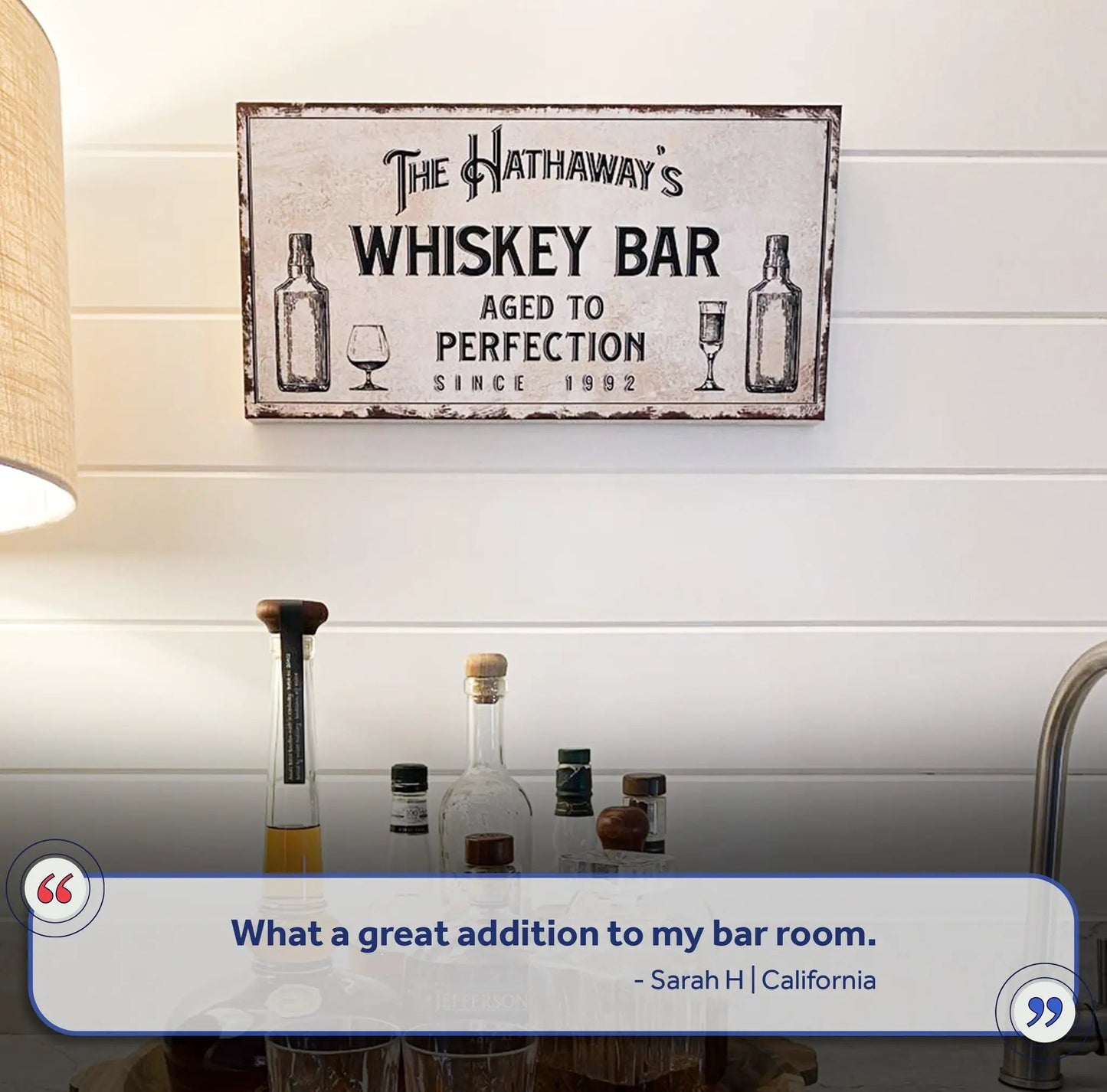 Tailored Canvases Whiskey Bar Sign III canvas decor with distressed vintage whiskey bar sign on Tampa Home & Garden Store