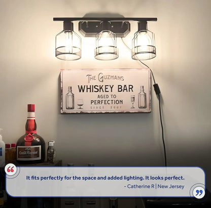 Whiskey Bar Sign III canvas wall art with vintage typography and bottle illustrations aged to perfection on Tampa Home & Garden Store