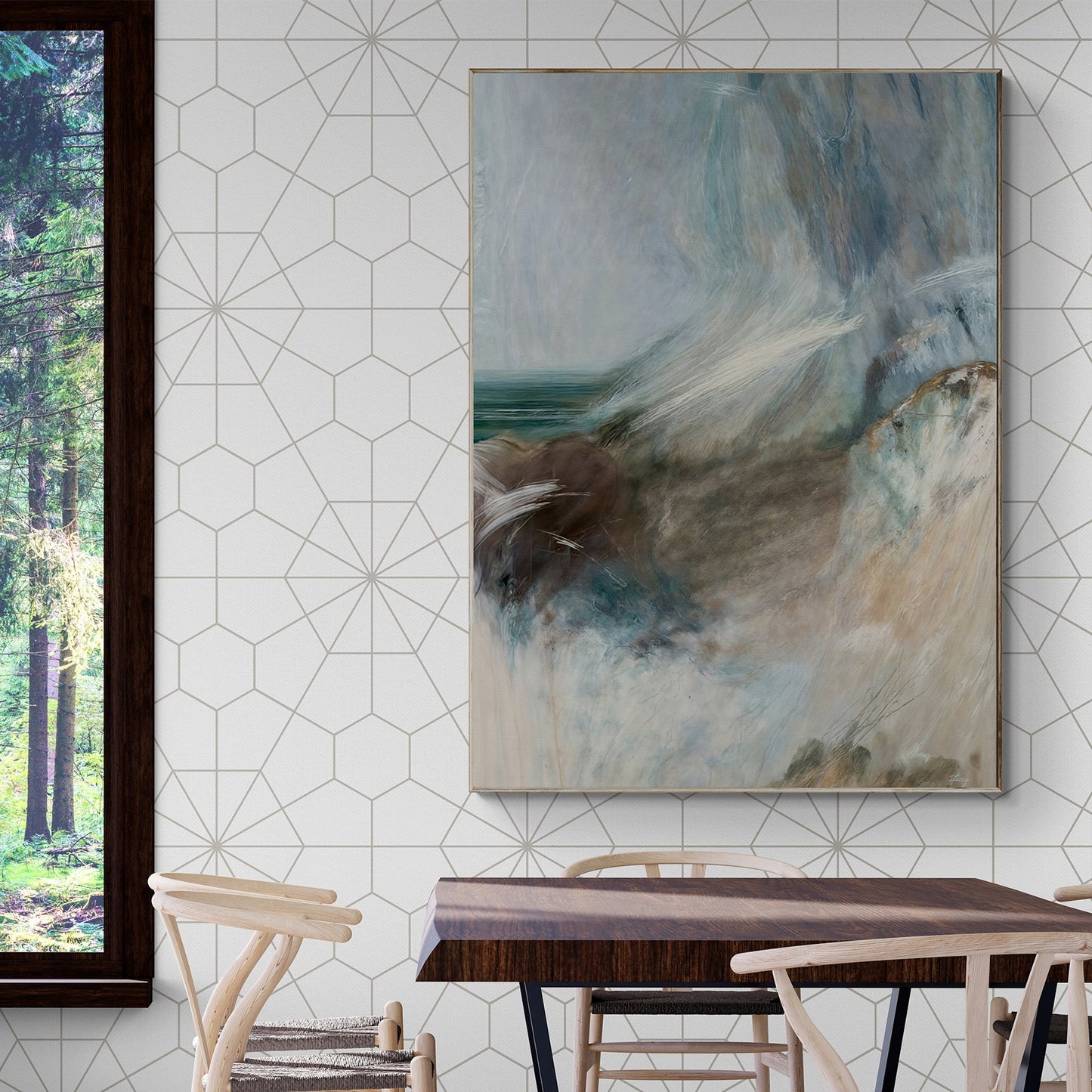 Canvas Print Whispering Coast by Tailored Canvases on Crafting Canvas with blue beige waves on Tampa Home & Garden Store