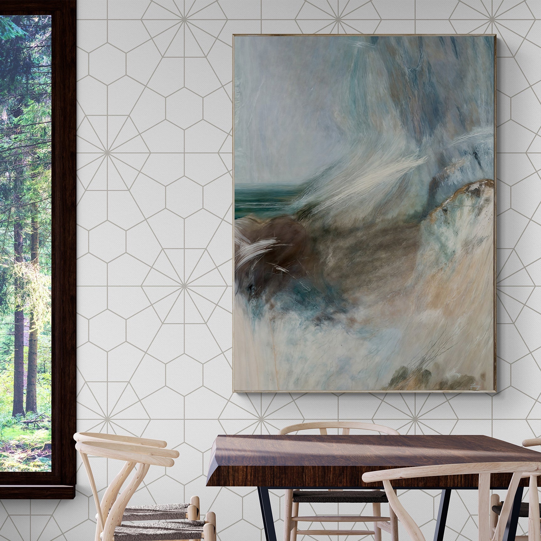 Canvas Print Whispering Coast by Tailored Canvases on Crafting Canvas with blue beige waves on Tampa Home & Garden Store