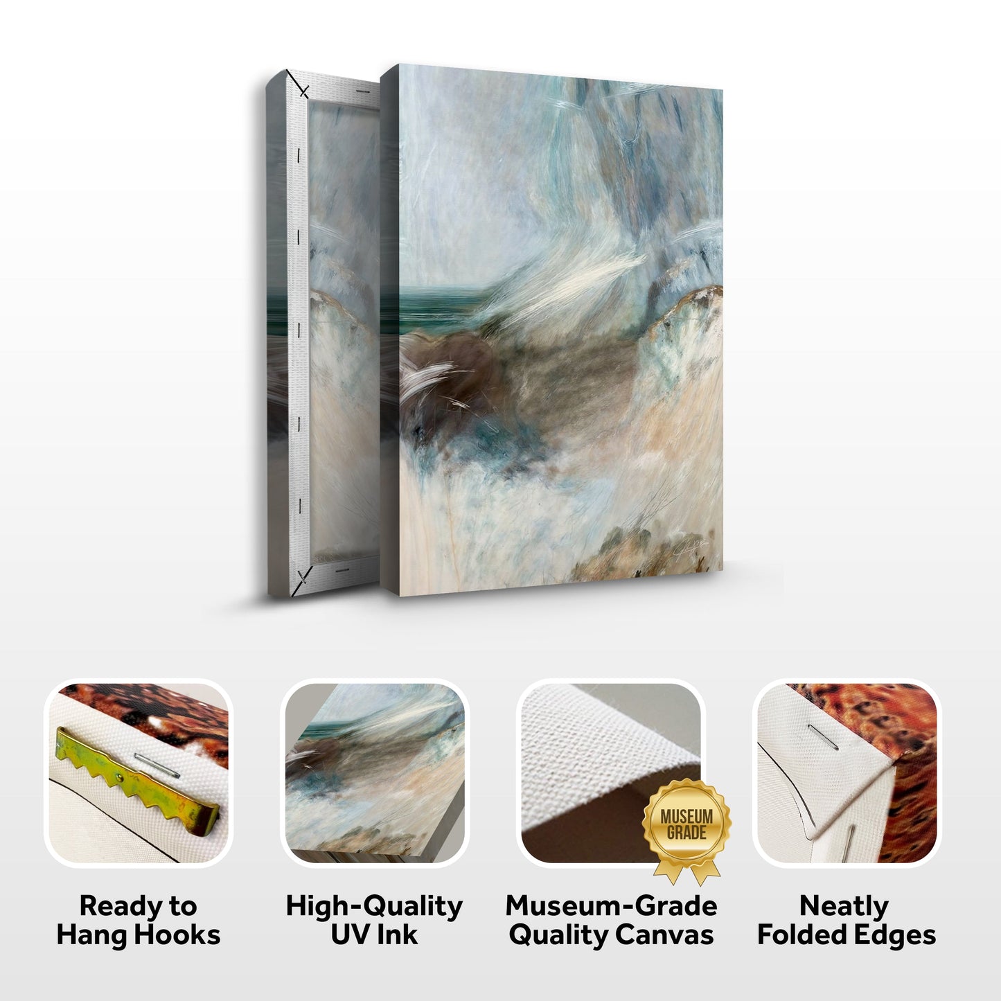 Whispering Coast canvas print by Tailored Canvases blue-teal seascape on crafting canvas(3-piece) on Tampa Home & Garden Store