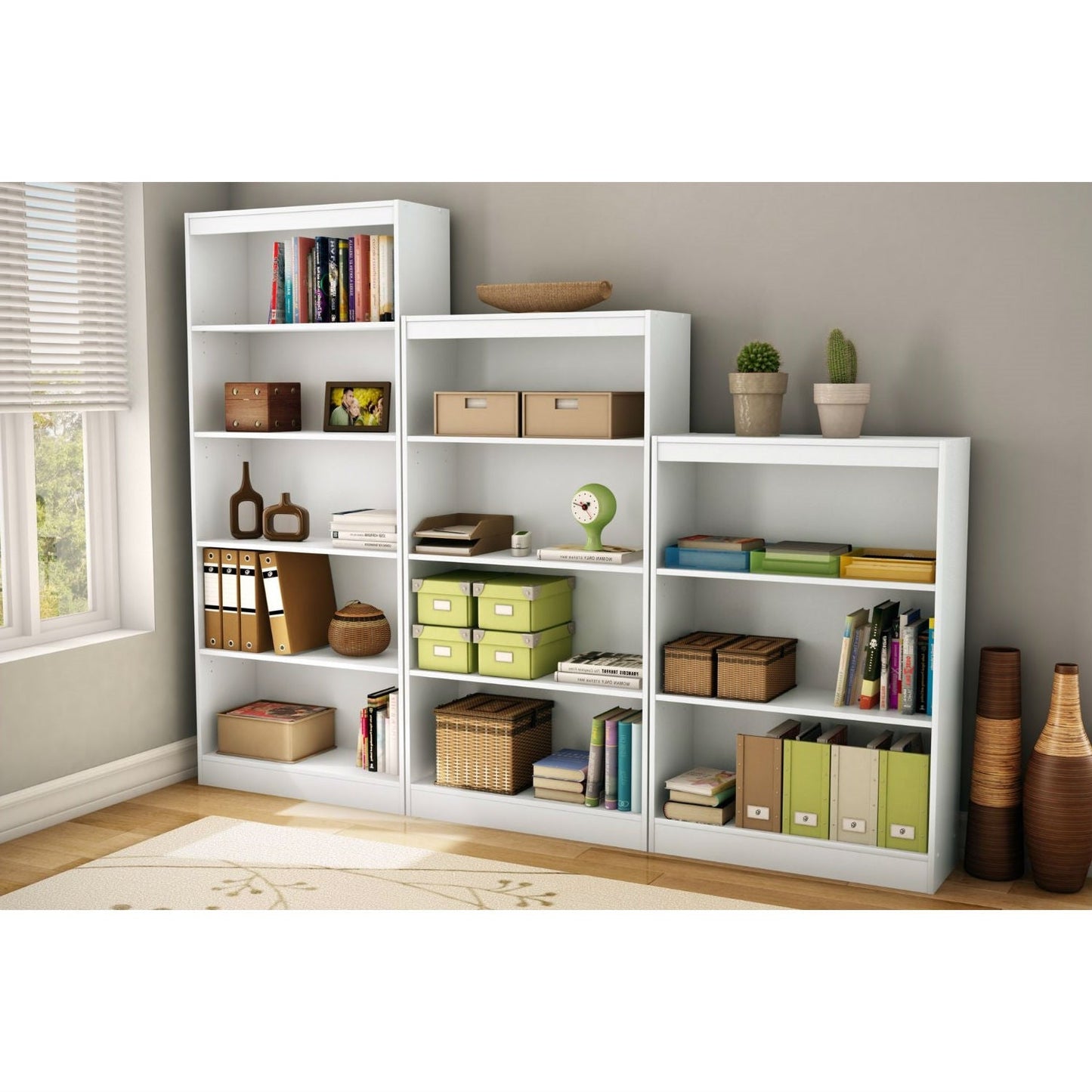 White 4-Shelf Bookcase with 2 Adjustable Shelves - Tampa Home & Garden Store