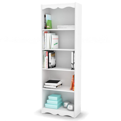 White 72-inch High Bookcase with Soft Arches and 5 Shelves - Tampa Home & Garden Store