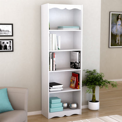 White 72-inch High Bookcase with Soft Arches and 5 Shelves - Tampa Home & Garden Store