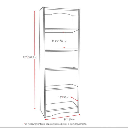 White 72-inch High Bookcase with Soft Arches and 5 Shelves - Tampa Home & Garden Store
