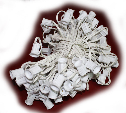 White C9 Cord with 100 Sockets - 100 Feet Long - Tampa Home & Garden Store