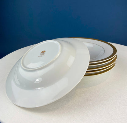 White & Gold Dish Set. Wedding Band China. Sango Spun Gold. Dinner, Salad or Dessert, Soup Plates, Sugar Bowl, Serving Dishes. - Tampa Home & Garden Store