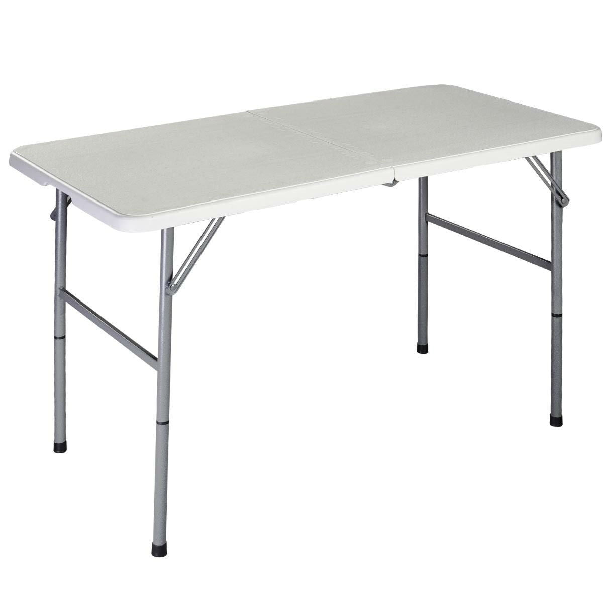 White HDPE Plastic Heavy Duty Indoor Outdoor Folding Table with Steel Frame - Tampa Home & Garden Store
