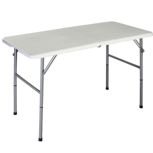 White HDPE Plastic Heavy Duty Indoor Outdoor Folding Table with Steel Frame - Tampa Home & Garden Store