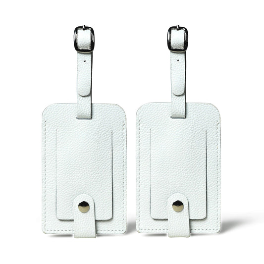 White Leather Luggage Tags Set - Tampa Home & Garden Store