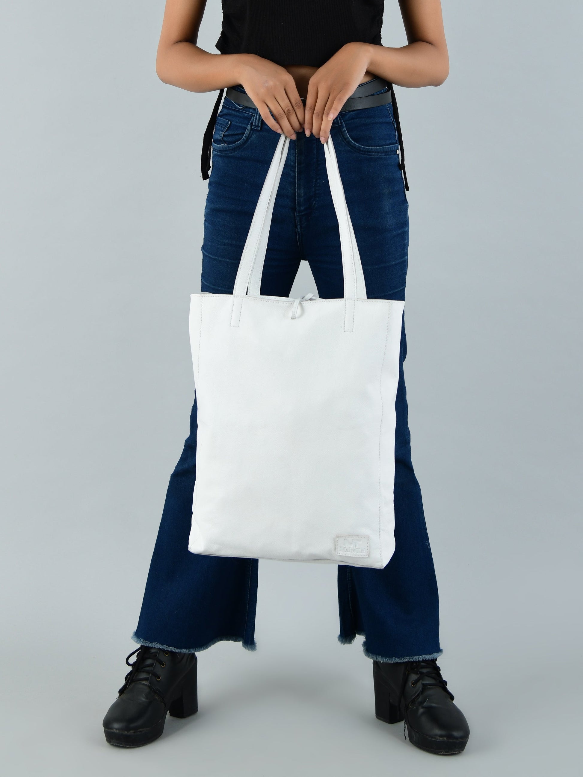 White Leather Shoulder Tote Bag - Tampa Home & Garden Store